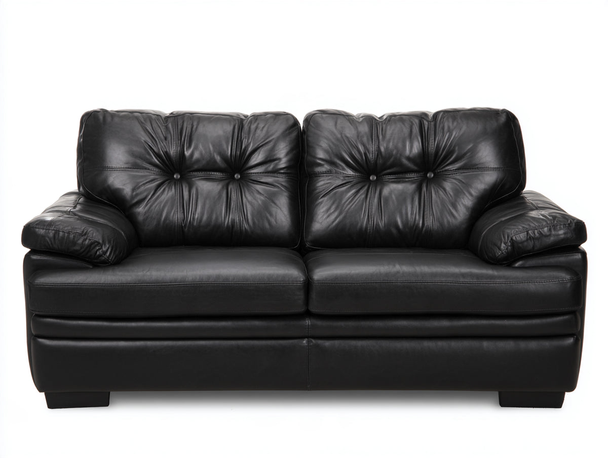 Divano lineare - Similpelle-Legno - 205x98x94 cm - Nero - Stile classico