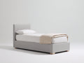 Letto singolo - Tessuto-Legno - 205x105x108 cm - Grigio chiaro-Legno naturale - Moderno essenziale