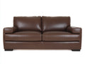 Divano lineare - Similpelle-Legno - 215x96x88 cm - Marrone scuro - Design contemporaneo