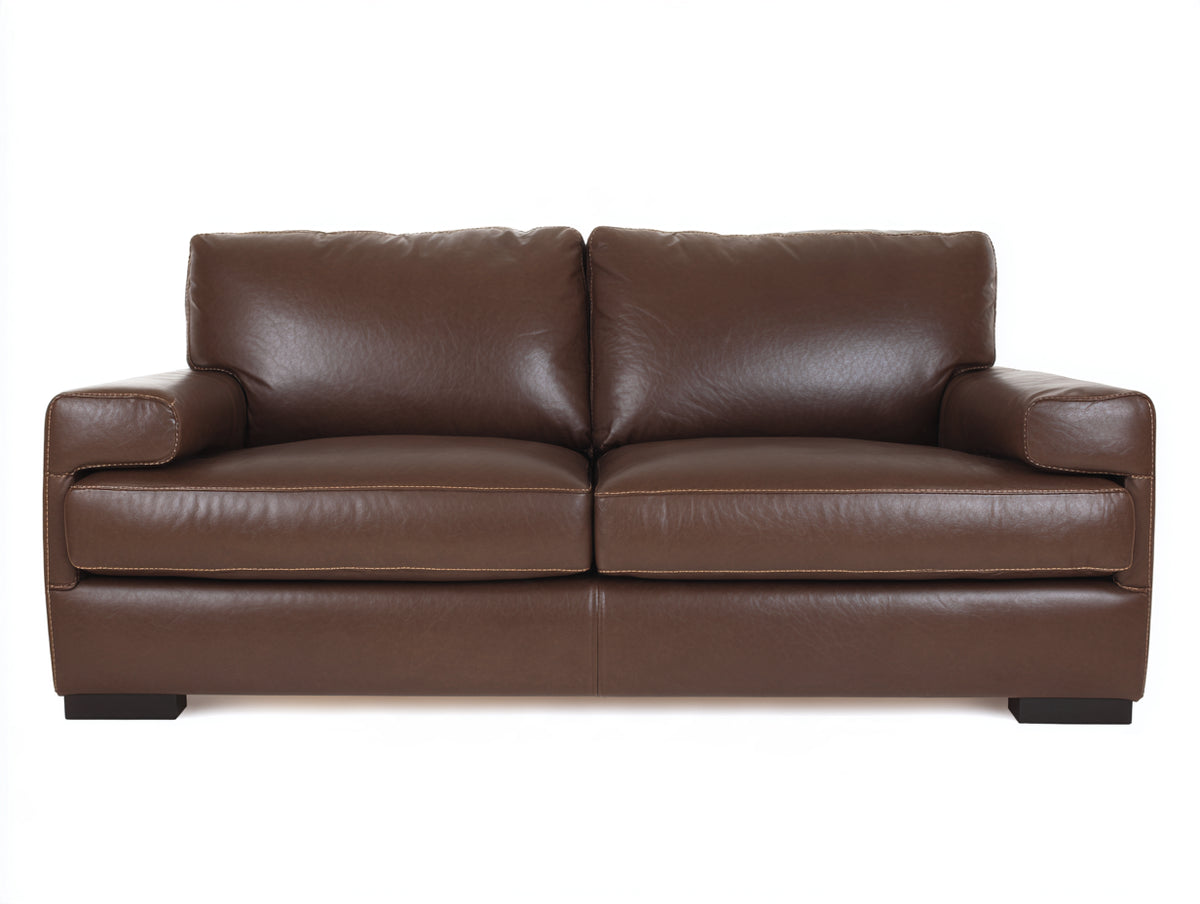 Divano lineare - Similpelle-Legno - 215x96x88 cm - Marrone scuro - Design contemporaneo