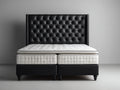 Letto matrimoniale - Similpelle-Tessuto - 213x170x145 cm - Nero-Bianco - Moderno capitonné