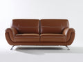 Divano lineare - Similpelle-Metallo - 205x96x88 cm - Marrone cuoio - Design contemporaneo