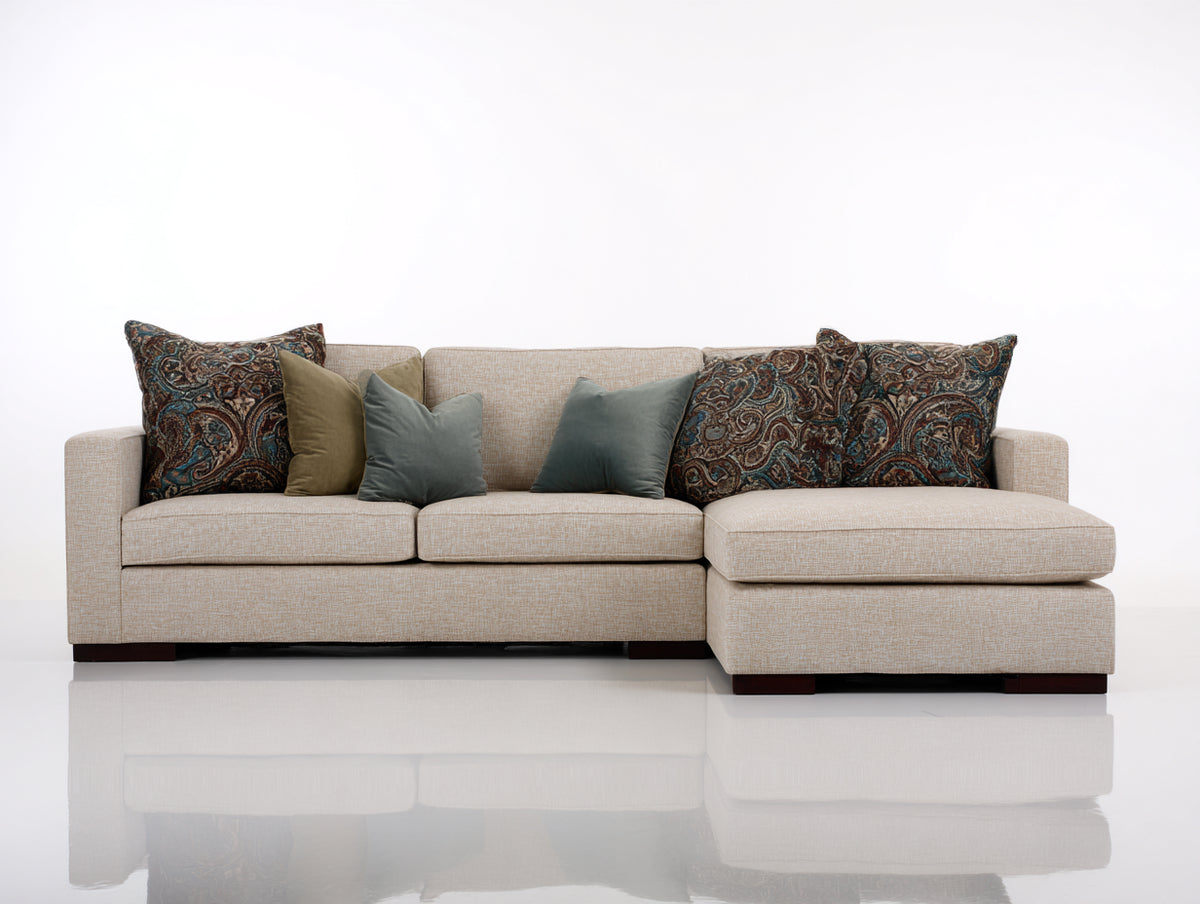 Divano angolare - Tessuto-Legno - 284x168x84 cm - Beige sabbia - Design moderno