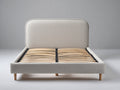 Letto matrimoniale - Tessuto-Legno - 208x170x118 cm - Beige-Legno naturale - Moderno minimalista