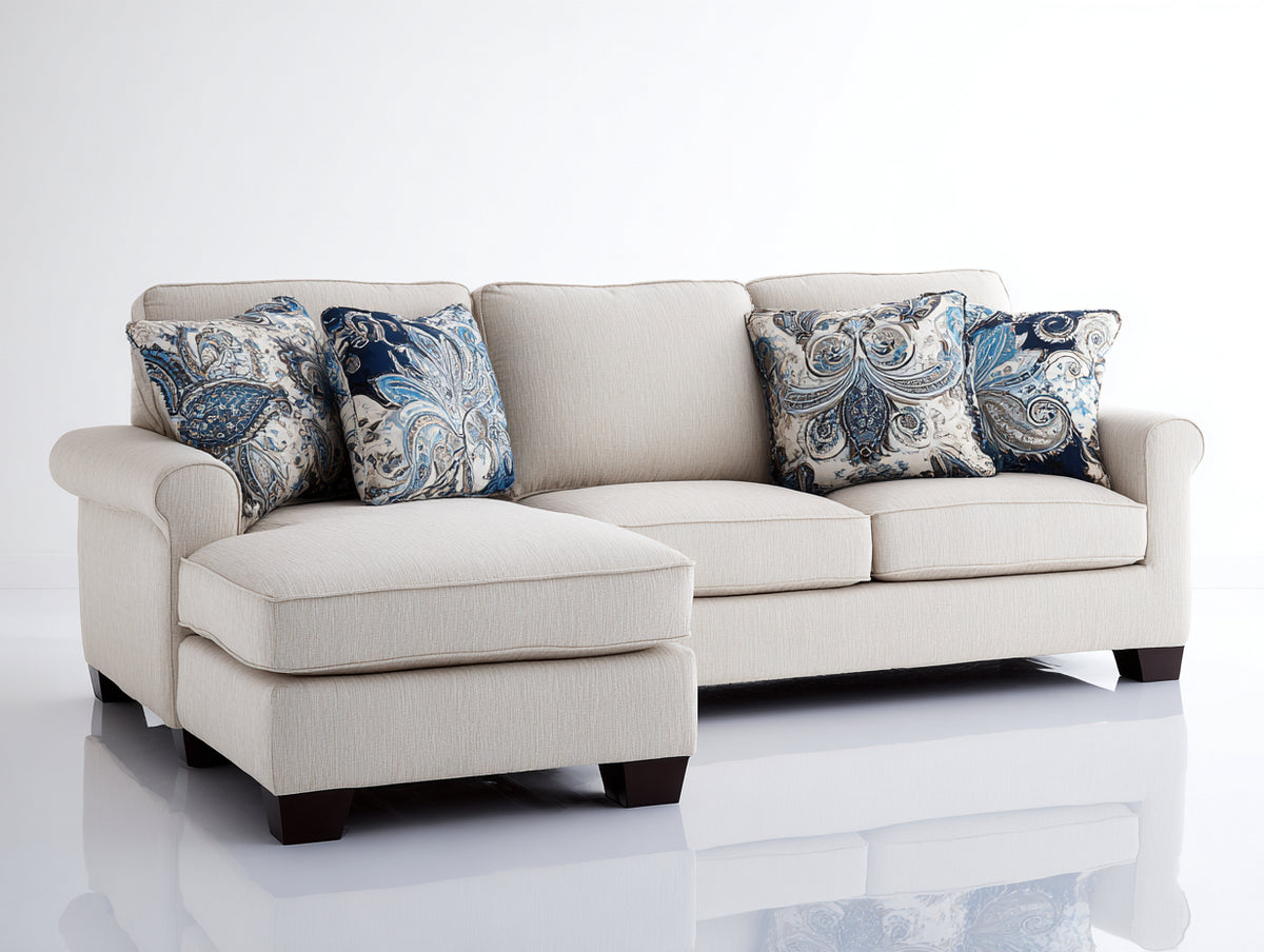 Divano angolare - Tessuto-Legno - 288x168x90 cm - Beige chiaro - Stile contemporaneo