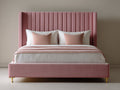 Letto matrimoniale - Velluto-Metallo - 216x180x150 cm - Rosa-Oro - Contemporaneo elegante