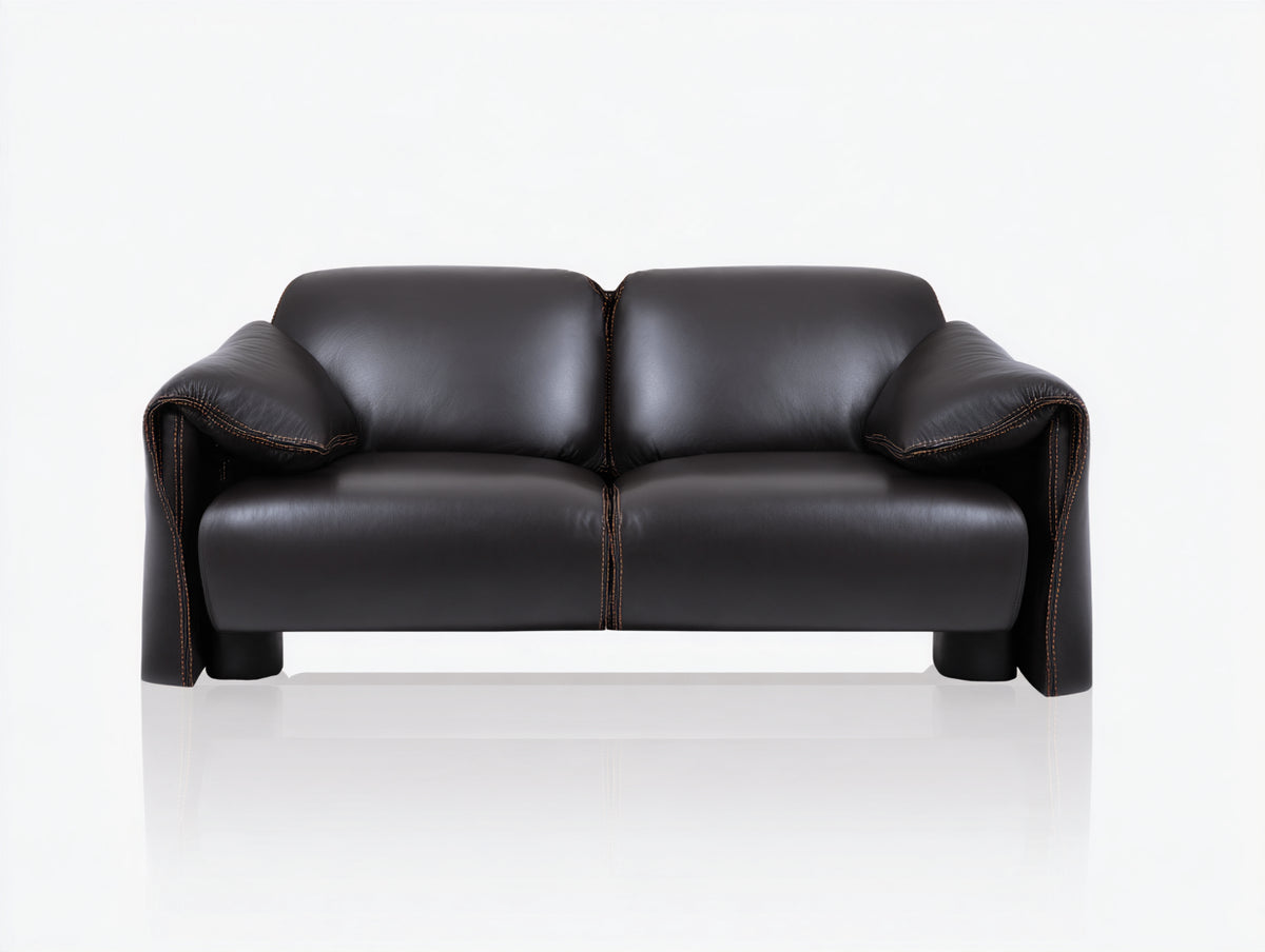 Divano lineare - Similpelle - 182x94x86 cm - Nero - Design contemporaneo