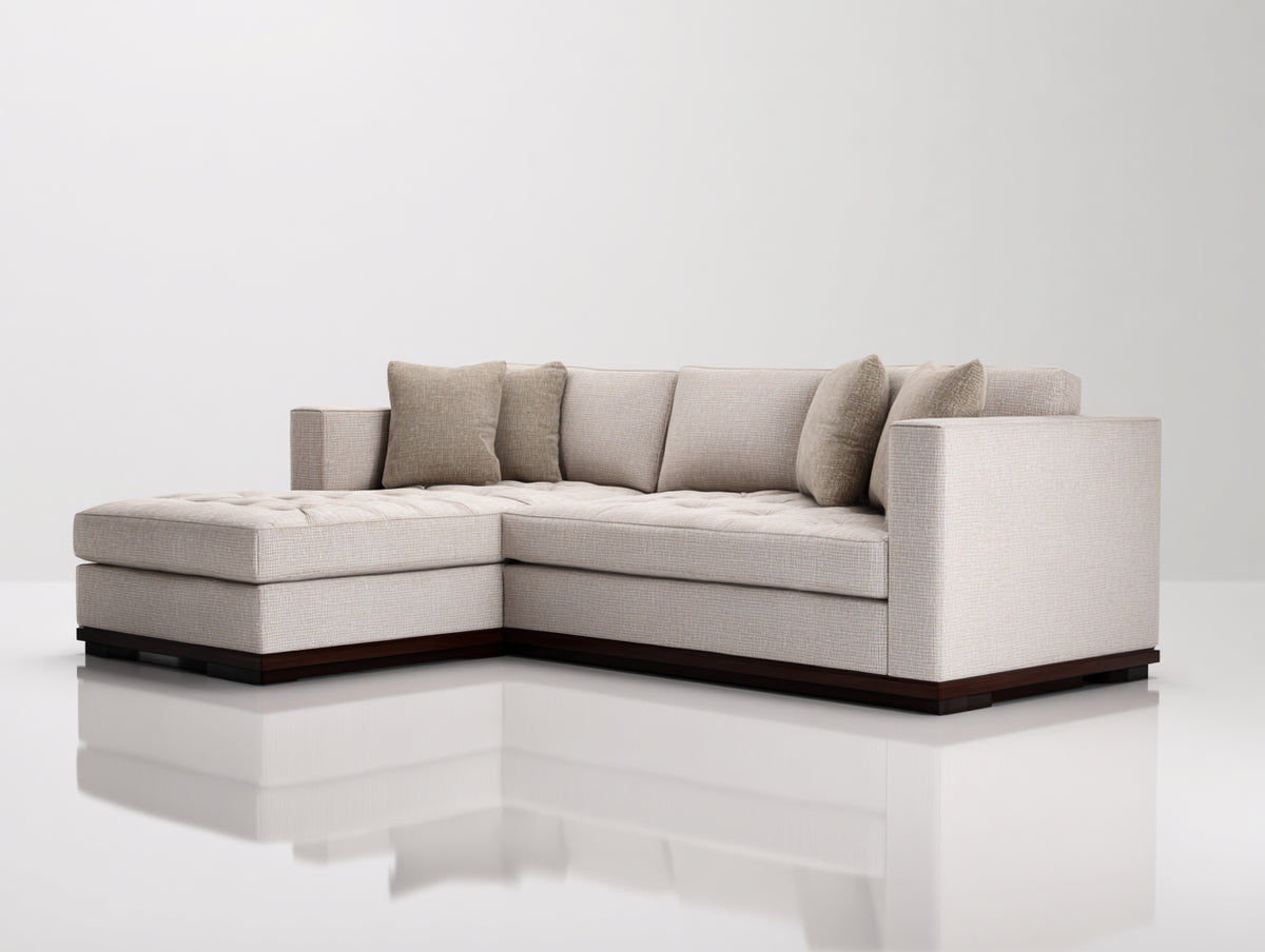 Divano angolare - Tessuto-Legno - 285x170x85 cm - Beige chiaro - Design moderno