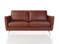 Divano lineare - Similpelle-Metallo - 190x90x88 cm - Marrone castagna - Design contemporaneo