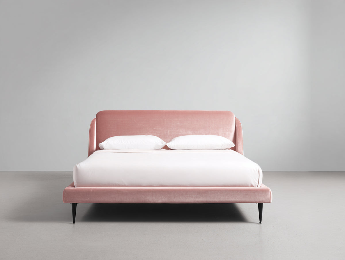 Letto matrimoniale - Velluto-Metallo - 212x174x112 cm - Rosa-Nero - Moderno minimalista