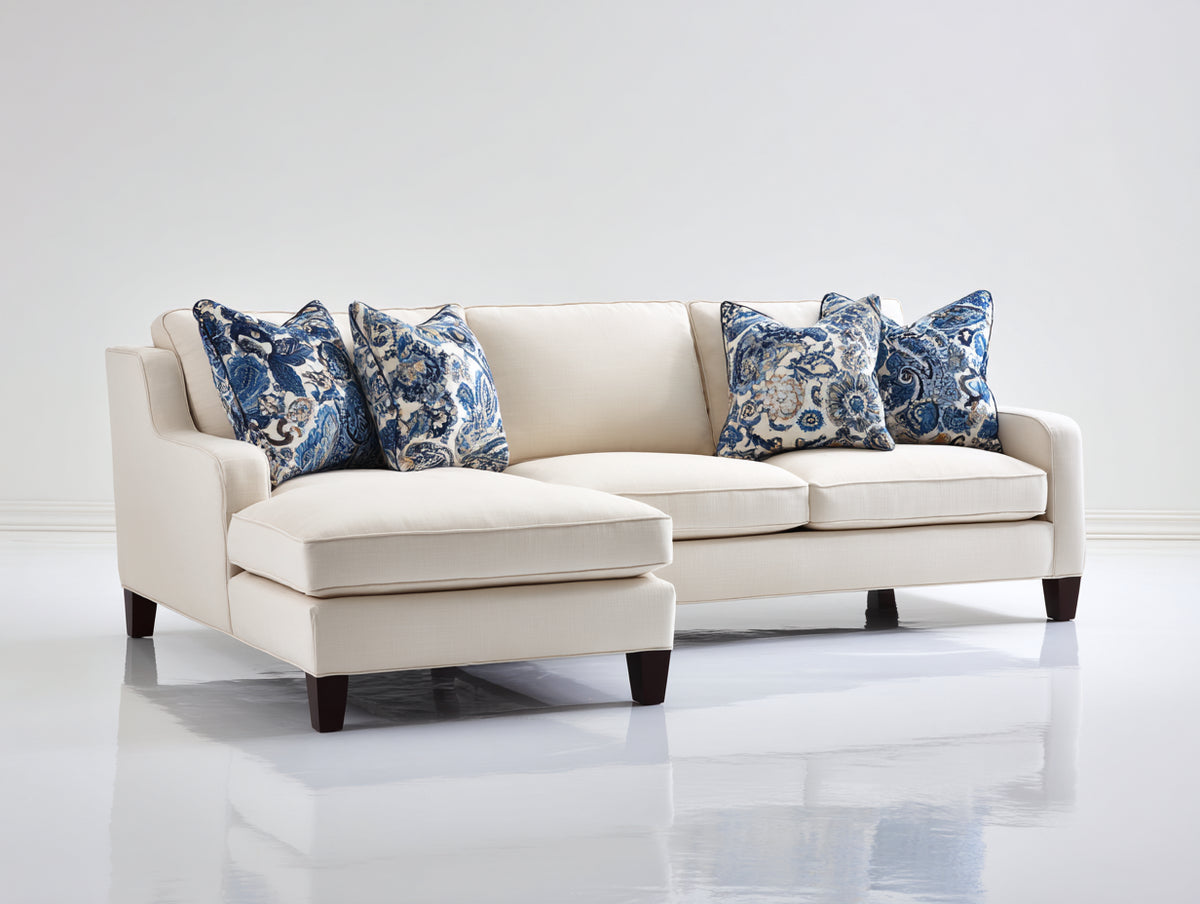 Divano angolare - Tessuto-Legno - 280x165x88 cm - Avorio - Design moderno