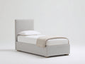 Letto singolo - Tessuto-Legno - 205x105x112 cm - Beige chiaro-Legno naturale - Moderno minimalista