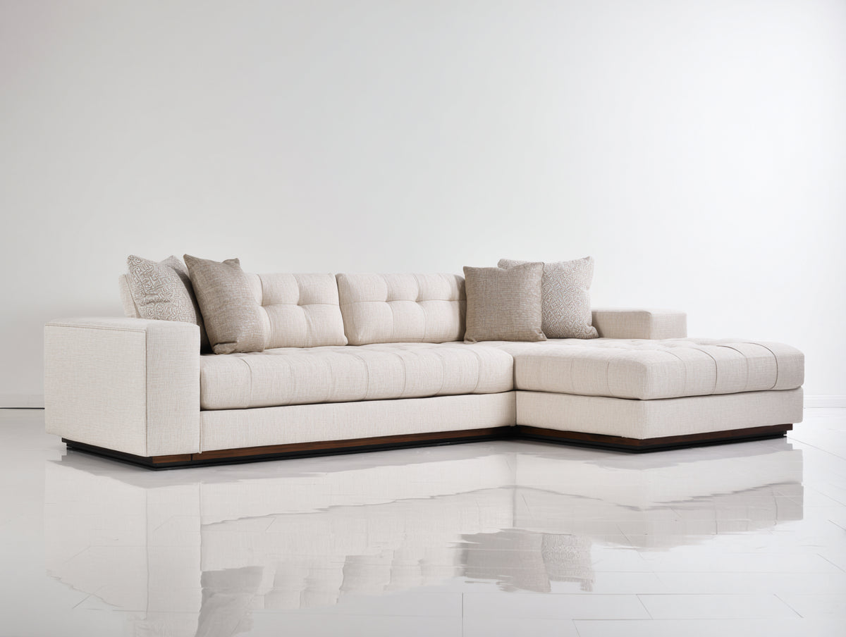 Divano angolare - Tessuto-Legno - 290x170x82 cm - Crema - Design moderno