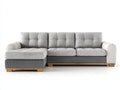 Divano angolare - Tessuto-Similpelle-Legno - 275x160x85 cm - Grigio chiaro-Grigio scuro-Bianco - Design moderno