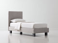 Letto singolo - Tessuto-Legno - 205x105x115 cm - Grigio chiaro-Nero - Moderno rialzato