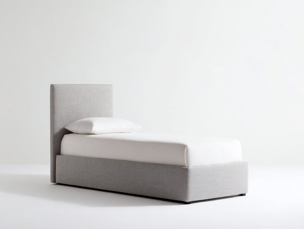 Letto singolo - Tessuto - 205x105x110 cm - Grigio chiaro-Nero - Moderno minimalista