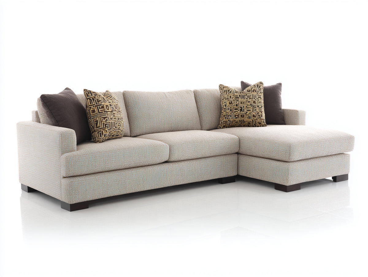 Divano angolare - Tessuto-Legno - 290x170x86 cm - Beige chiaro - Design moderno