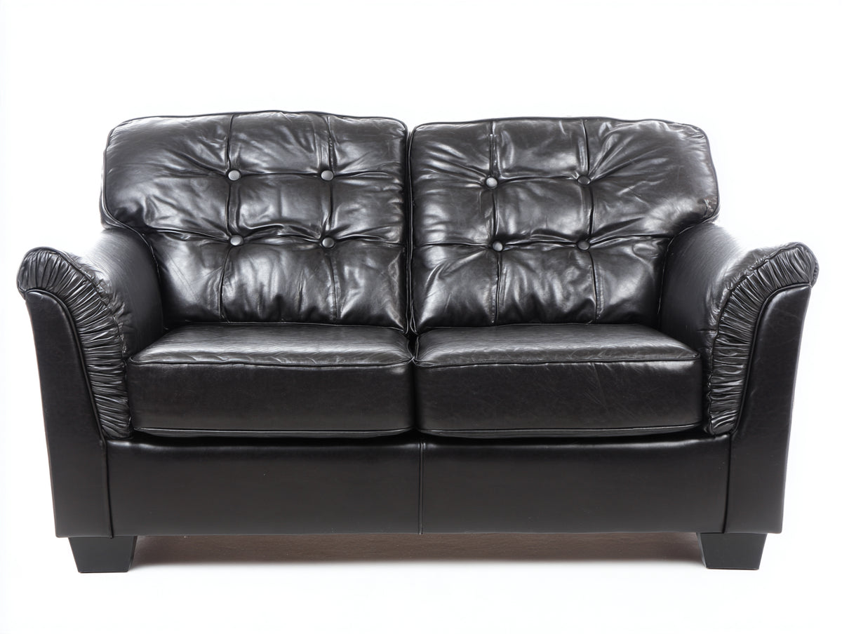 Divano lineare - Similpelle-Legno - 178x92x95 cm - Nero - Stile classico