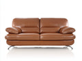 Divano lineare - Similpelle-Metallo - 220x100x90 cm - Marrone cognac - Design contemporaneo
