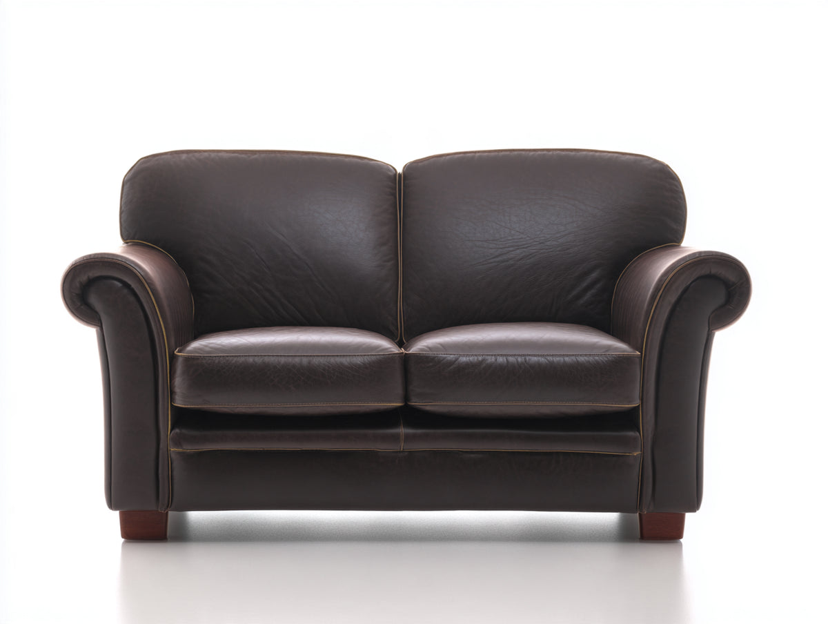 Divano lineare - Similpelle-Legno - 182x93x92 cm - Marrone scuro - Stile classico