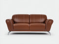 Divano lineare - Similpelle-Metallo - 192x94x90 cm - Marrone cognac - Design contemporaneo