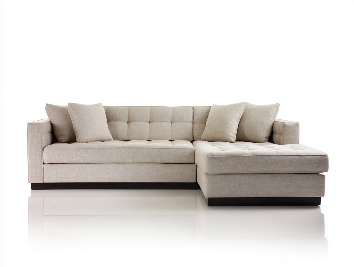 Divano angolare - Tessuto-Legno - 285x165x82 cm - Beige chiaro - Design moderno